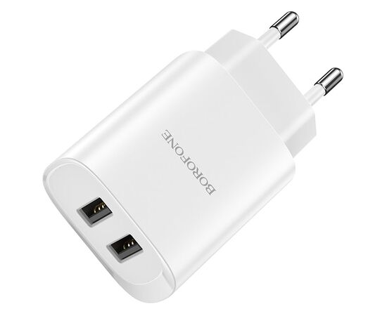  Сетевое зарядное устройство BOROFONE BN2 super fast 2xUSB, 2.1A, 10W, белый 
