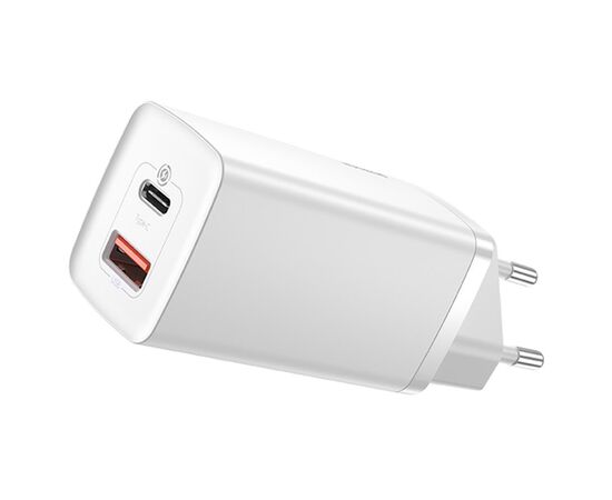  Сетевое зарядное устройство BASEUS GaN2 lite 1xUSB + 1xUSB-C, 3A, 65W, белый 