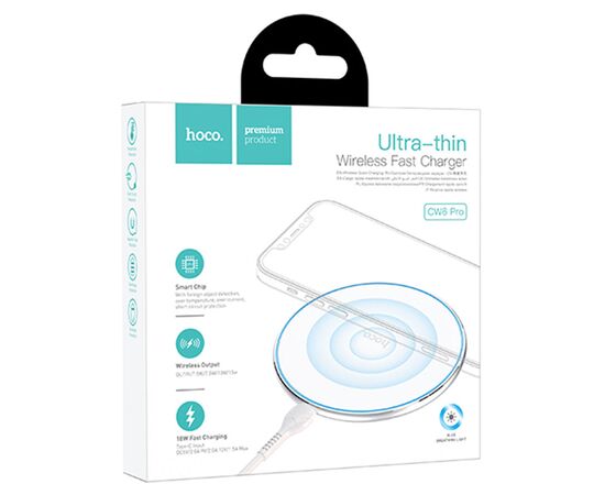  Беспроводное зарядное устройство HOCO CW6 Pro Easy с Кабелем USB - Type-C, 2A, 5W/7.5W/10W/15W, белый 
