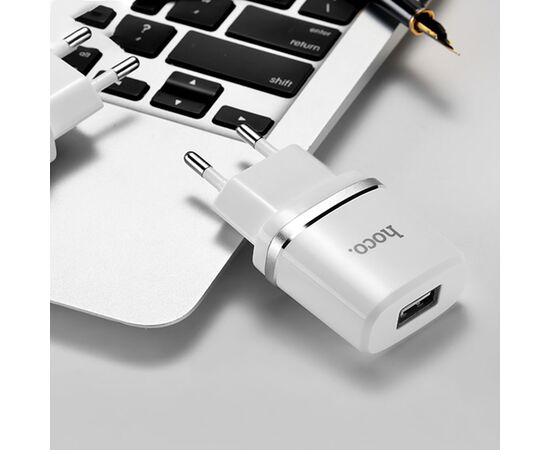  Сетевое зарядное устройство HOCO C11 Smart 1xUSB с Кабелем USB - Lightning, 1A, 5W, белый 