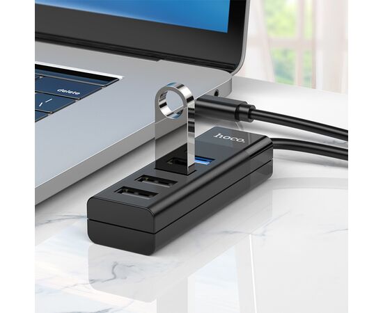  Переходник HOCO HB25 Easy Mix, Type-C - 1*USB3.0 + 3*USB2.0, черный 