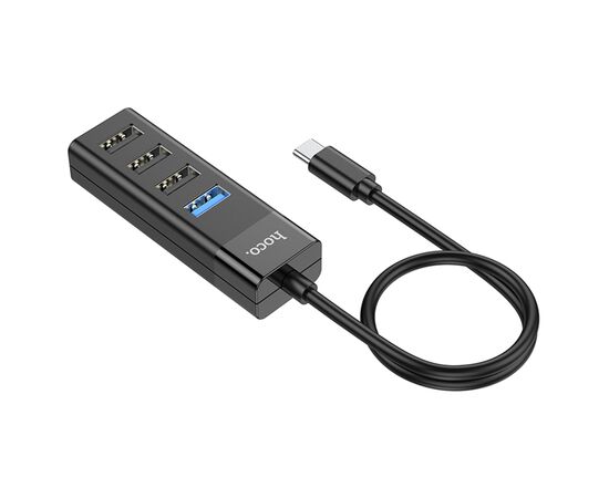  Переходник HOCO HB25 Easy Mix, Type-C - 1*USB3.0 + 3*USB2.0, черный 