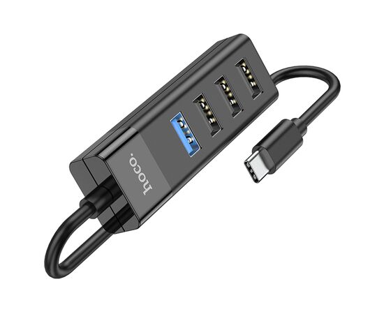  Переходник HOCO HB25 Easy Mix, Type-C - 1*USB3.0 + 3*USB2.0, черный 