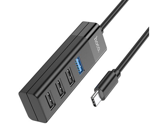  Переходник HOCO HB25 Easy Mix, Type-C - 1*USB3.0 + 3*USB2.0, черный 