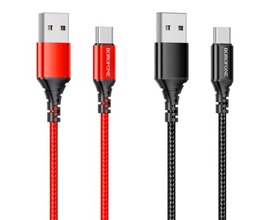  Кабель USB - Type-C Borofone BX54, 1.м, 2.4A, нейлон,  цвет: черный (1/360) 