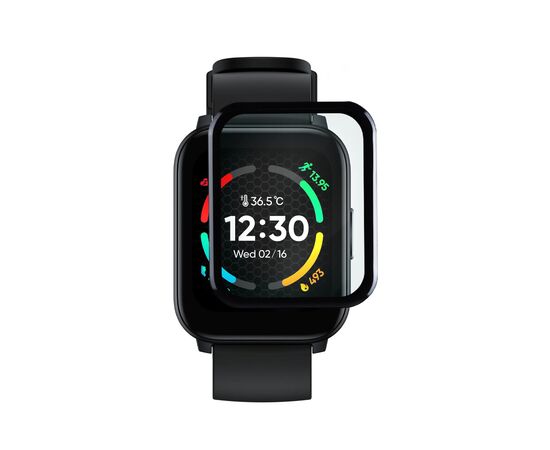  Защитная пленка для часов Realme Watch S100 с черной рамкой ( Реалми Вотч S100) 