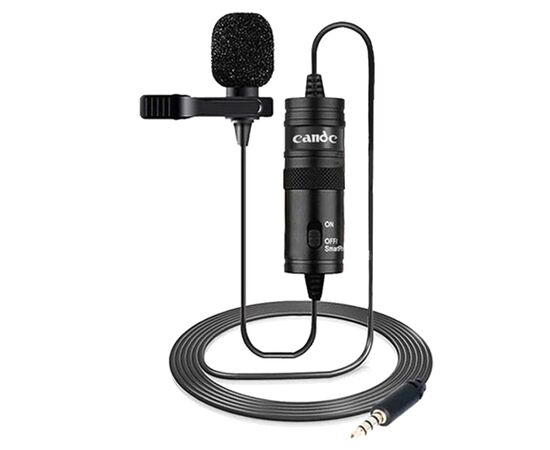  Микрофон CANDC DC-C1 Pro, петличный, Jack 3.5mm, 6 м, черный, электронный конденсатор 