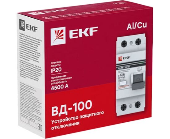  УЗО EKF PROxima ВД-100 2P (elcb-2-25-10-em-a-pro) 25А/10мА (эл-мех, тип А) 