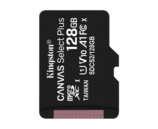  MicroSD  128GB  Kingston Class 10 Canvas Select Plus A1 (100 Mb/s) без адаптера 