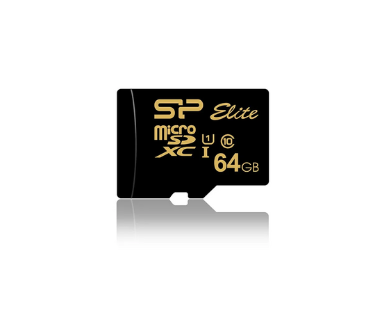  MicroSD  64GB  Silicon Power Class 10  Elite Gold (R/W 85 Mb/s) без адаптера 