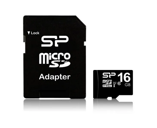  MicroSD 16GB  Silicon Power Class 10 + SD адаптер 