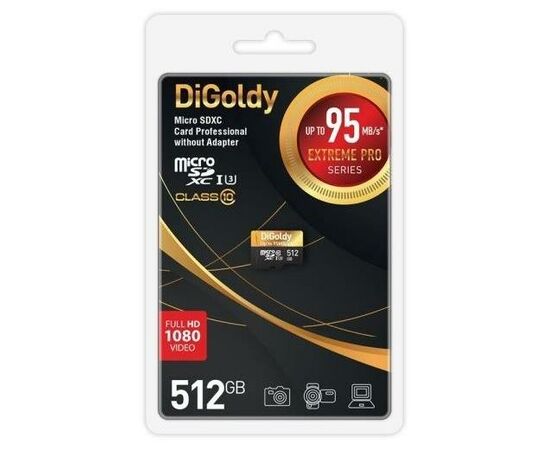  MicroSDXC  512GB  Digoldy Class 10 Extreme Pro UHS-I U3 (95 Mb/s) без адаптера 