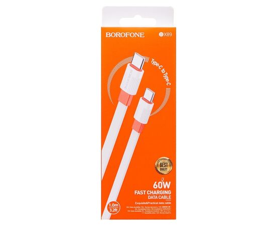  Кабель Type-C - Type-C Borofone BX89 100см 3A (white/orange) (217503) 