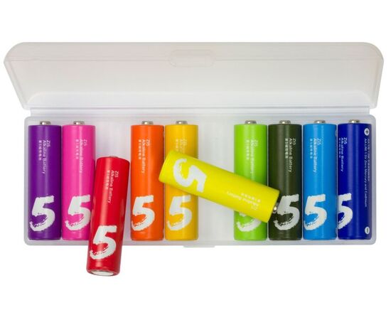  Батарейки алкалиновые ZMI Rainbow типа AA (уп.10 шт.) (AA 501), цветные 