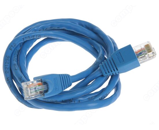  Патч-корд UTP5e, 5 м, литой, многожильный, биметалл CCA, 26AWG, PVC, синий CABLEXPERT PP12-5M/B 