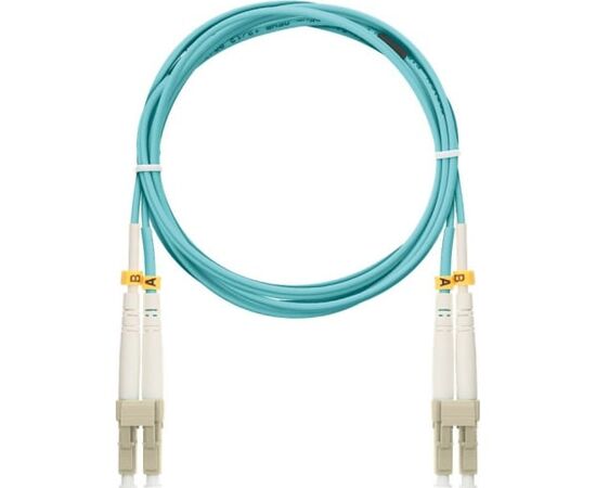  Патч-корд NIKOMAX NMF-PC2M3C2-LCU-LCU-001 оптический многомодовый, LC/UPC-LC/UPC, 50/125, OM3, двойной, 1м, бирюзовый 