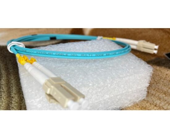 Патч-корд NIKOMAX NMF-PC2M3C2-LCU-LCU-001 оптический многомодовый, LC/UPC-LC/UPC, 50/125, OM3, двойной, 1м, бирюзовый 