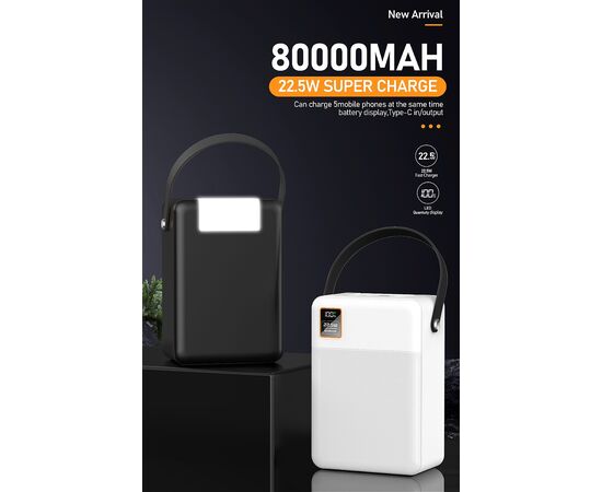 Аккумулятор внешний резервный TOPOMAX TPB-F103 80000mAh, 22.5W, QC3.0 (черный) 