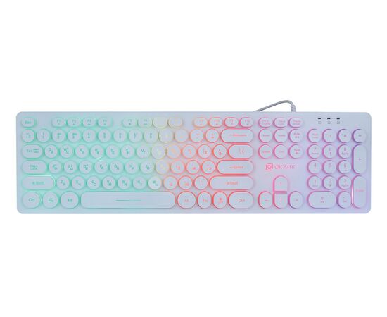  Клавиатура Oklick 420MRL белый USB slim Multimedia LED 