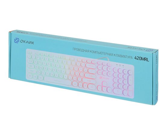  Клавиатура Oklick 420MRL белый USB slim Multimedia LED 