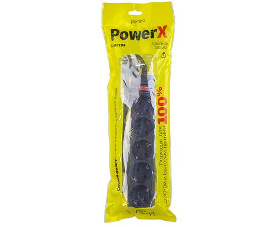  Сетевой фильтр Perfeo PowerX PF-A4714, 1,8м, 5 розеток, черный 