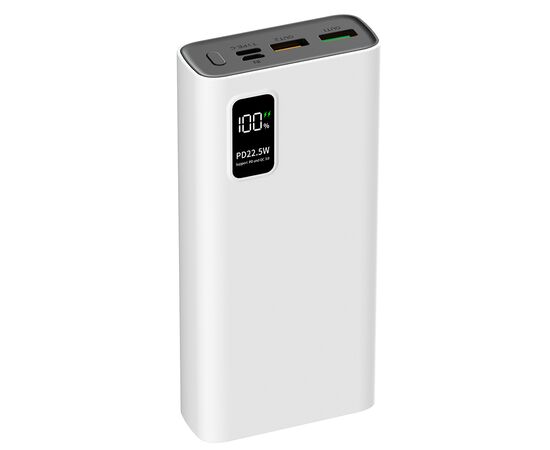  Внешний аккумулятор PERO PB06 20000 mAh, Li-Pol, output USB-C + 2 USB-A, белый 