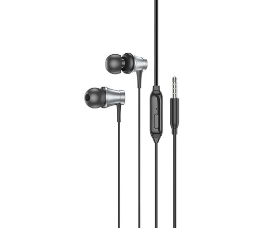  Проводные наушники BOROFONE BM73 Platinum, Jack 3.5mm, 1.2 м, серый металлик 