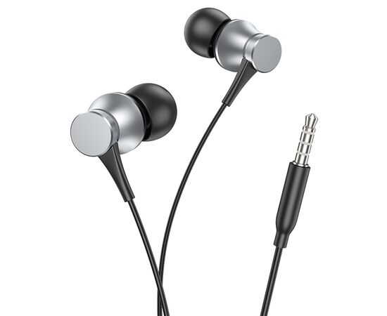  Проводные наушники BOROFONE BM73 Platinum, Jack 3.5mm, 1.2 м, серый металлик 