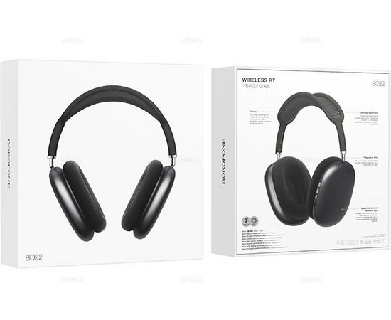  Наушники bluetooth полноразмерные BOROFONE BO22 Plus Elegant BT headphones (серый) 