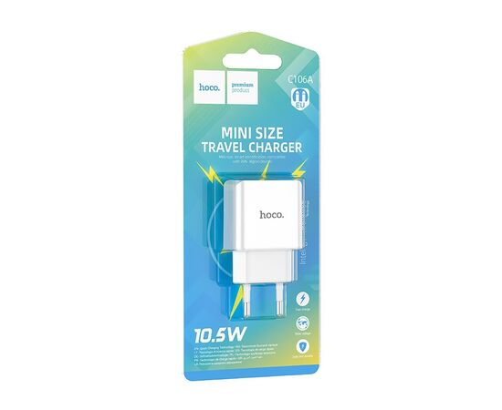  Адаптер Сетевой Hoco C106A Leisure USB 2,1A/10W (white) (221583) 