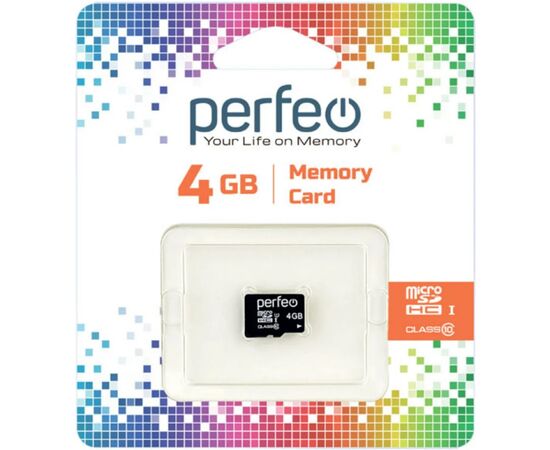  Карта памяти Perfeo microSD 4GB High-Capacity (Class 10) без адаптера 