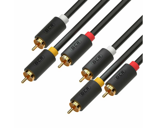  Кабель аудио Greenconnect GCR-51821 3.0m 3хRCA/3хRCA gold черный 