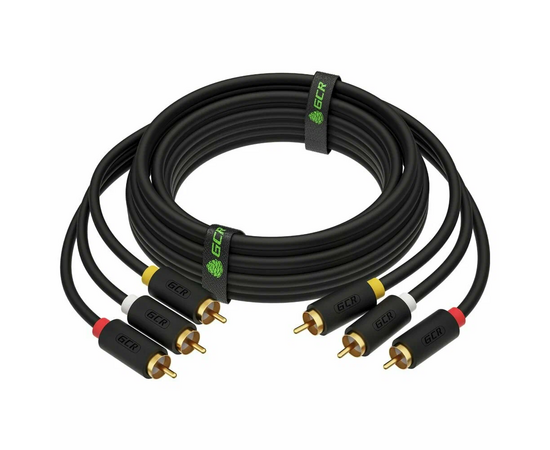  Кабель аудио Greenconnect GCR-51821 3.0m 3хRCA/3хRCA gold черный 