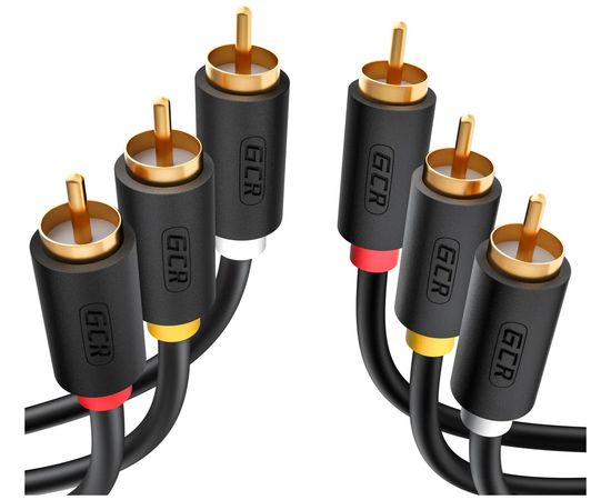  Кабель аудио Greenconnect GCR-51821 3.0m 3хRCA/3хRCA gold черный 