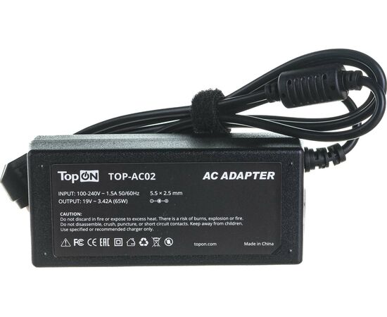  Адаптер питания TOPON TOP-AC02 64033, 19В, 3.42A, 65Вт, черный 