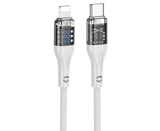  Кабель USB-C HOCO U115 Transparent Type-C - Lightning, 20W, 1.2 м, серый 