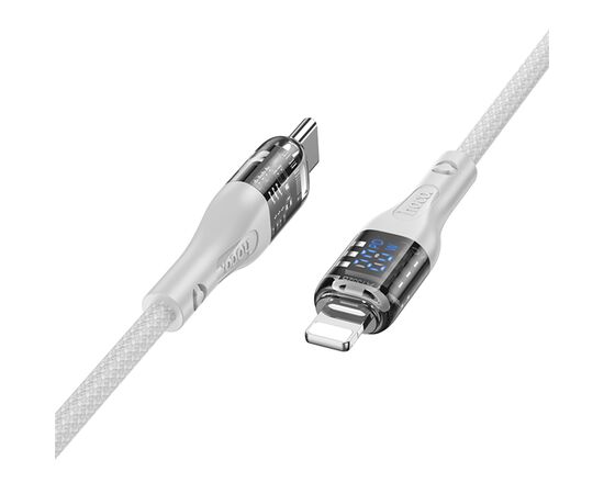  Кабель USB-C HOCO U115 Transparent Type-C - Lightning, 20W, 1.2 м, серый 