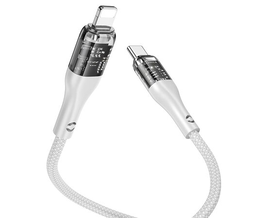  Кабель USB-C HOCO U115 Transparent Type-C - Lightning, 20W, 1.2 м, серый 