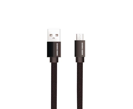  Дата-кабель USB 2.1A для micro плоский USB More choice K20m нейлон 1м (Black) 