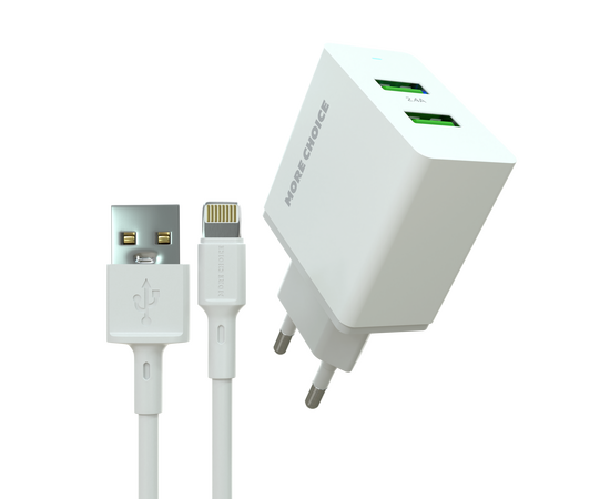  СЗУ 2USB 2.4A для Lightning 8-pin More choice NC11i (White) 
