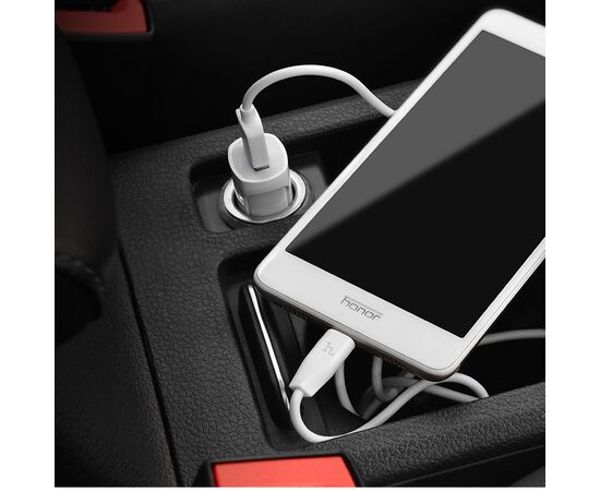  Автомобильное зарядное устройство 1USB 1.5A с кабелем Apple 8 pin Hoco Z2 (White) 