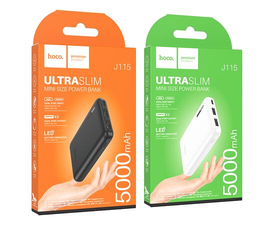  Внешний аккумулятор 5000mAh 2USB 2.0A Hoco J115 Journey (White) 