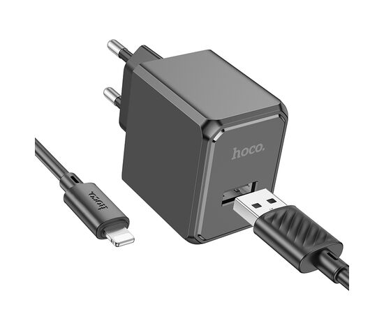 СЗУ 1USB 2.1A для Lightning 8-pin Hoco CS11A 1м (Black) 