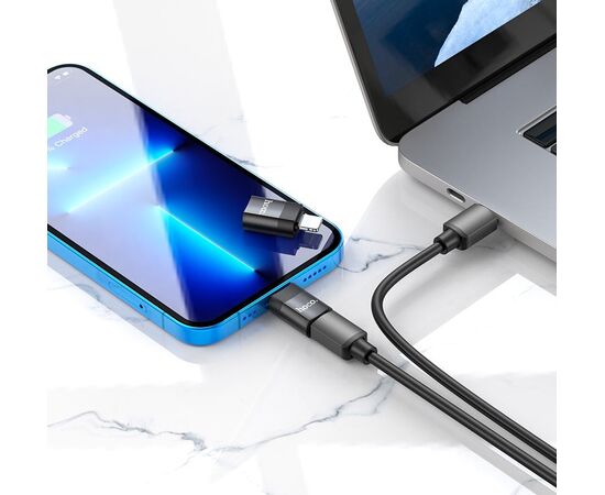  Адаптер для Lightning 8-pin Type-C USB Hoco UA17 (Black) 