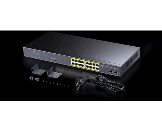  Коммутатор неуправляемый Cudy GS1020PS2 (L2) 16x1Гбит/с 2SFP 16PoE+ 200W 