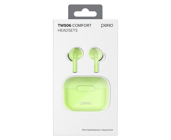  Беспроводные наушники PERO TWS06 COMFORT Green 