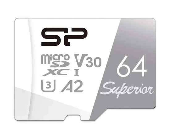  MicroSD  64GB  Silicon Power Class 10  Superior  + SD адаптер 
