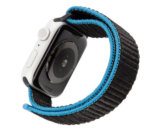  Ремешок нейлоновый MB для Apple watch – 42-44 mm (S3/S4/S5 SE/S6), уголь с сине-серым краем 