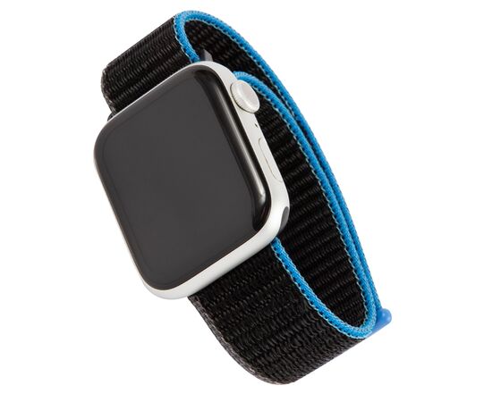  Ремешок нейлоновый MB для Apple watch – 42-44 mm (S3/S4/S5 SE/S6), уголь с сине-серым краем 