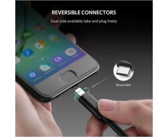  Кабель UGREEN US286 10306 USB-C 2.0 Male To USB-C 2.0 Male 3A Data Cable 2m Black 